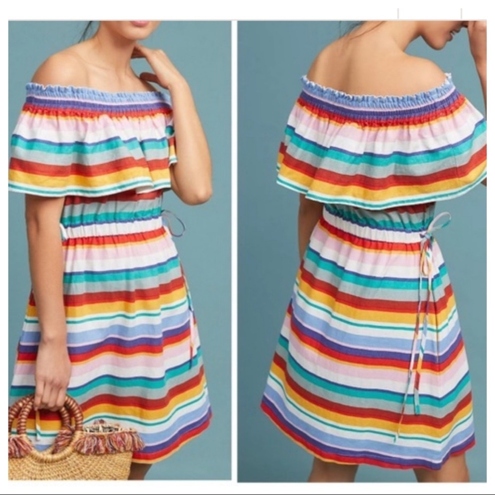 NWT! Anthropologie Striped Off-The-Shoulder Dress by 4OUR Dreamers
